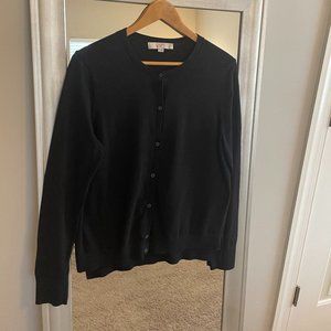 Loft Women's Black Long Sleeve High Low Hem Cardigan Sweater Size L